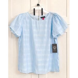 Vince Camuto Powder Blue Textured Blouse Flutter Sleeve XXS NWT